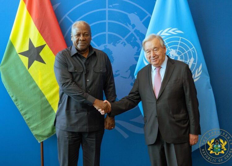Ghana’s Voice at UNGA: Mahama Showcases Bold Vision on Global Stage 1 President John Dramani Mahama with UN Secretary-General António Guterres