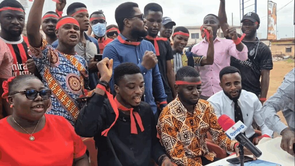 Upaid Teachers Threaten Protest Over 12-Month Salary Arrears 2 Lead Convener, Simon Kofi Nartey and some of his cohort at today's press conference