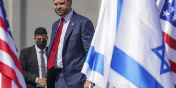 US Vice President J.D. Vance arrives at Ben Gurion airport in Tel Aviv, Israel, Tuesday, Oct. 21, 2025.