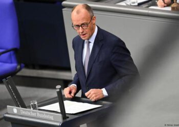 Germany Strikes Deal To Buy Tomahawk Cruise Missiles 2 German Chancellor Friedrich Merz speaks in the bundestag.