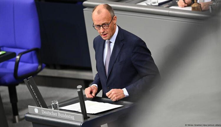Merz Defends Ukraine Aid In Bundestag Speech 1 German Chancellor Friedrich Merz speaks in the bundestag.