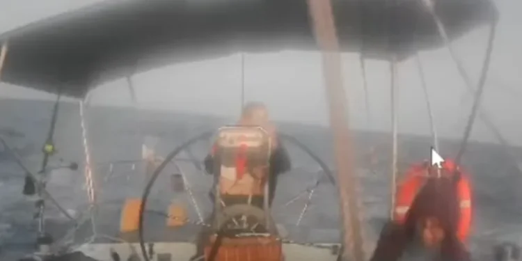 Lone Yacht From Global Sumud Flotilla Presses Toward Gaza 1 A screengrab from a livestream showing the Marinette's crew sailing towards Gaza in the early hours of October 3, 2025.
