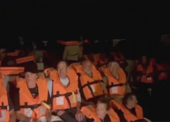 Another Gaza Aid Flotilla Intercepted 2 Crew of Conscience, a Gaza-bound vessel, sit on board the boat as they are intercepted by Israeli security forces, in this screengrab obtained from a video.