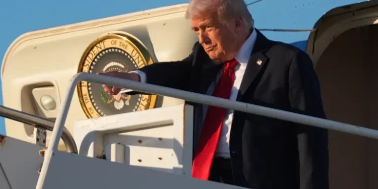 Trump In Egypt For Summit On Gaza's Future 1 US President Donald Trump arrives on Air Force One at Sharm el-Sheikh International Airport, Egypt