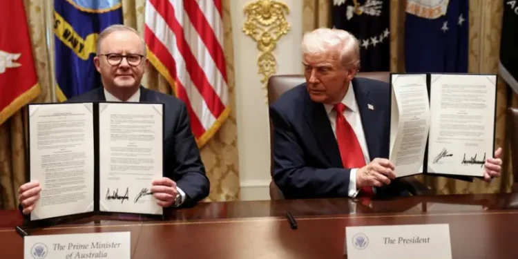 US President, Donald Trump and Australian Prime Minister, Anthony Albanese sign rare earth deal.