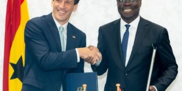 Ghana's Finance Minister Dr. Cassiel Ato Forson and German Ambassador Frederik Landshöft,