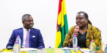 Hon. Kwabena Mintah Akandoh, Minister for Health (to the left) and Dr. Fiona Braka, WHO Country Representative to Ghana.