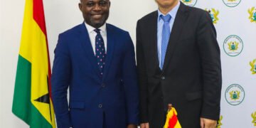 Hon. Kwabena Mintah Akandoh, Minister for Health (To the left) and  Mr. Hua Liu, Deputy Director-General of International Atomic Energy Agency (IAEA)