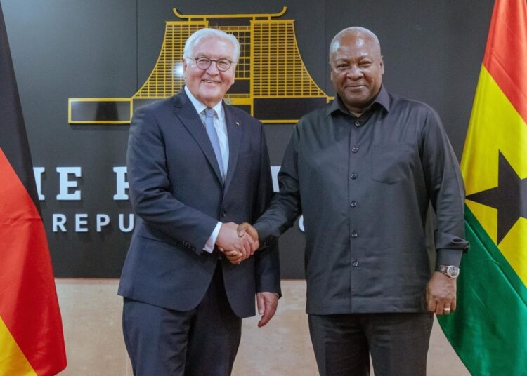 Mahama, Steinmeier Deepen Ghana-Germany Partnership, Ghana Set to Receive over €65 million in Development Support 1 Ghana's President HE John Dramani Mahama and President of the Federal Republic of Germany HE Frank-Walter Steinmeier