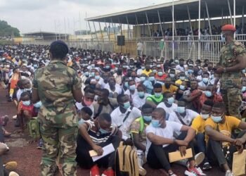 Applicants Seated before Military Officials