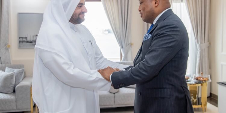 Hon. Samuel Okudzeto Ablakwa, Minister for Foreign Affairs with His Excellency Dr. Mohammed bin Abdulaziz Al-Khulaifi, Qatari Minister of State for Foreign Affairs