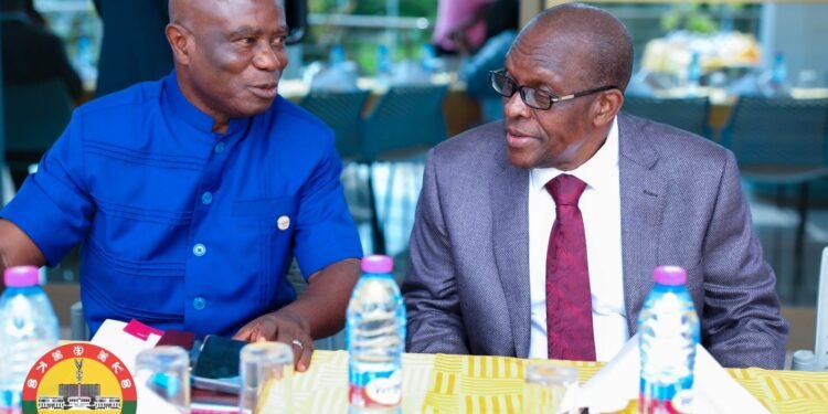Rt. Hon. Alban Kingsford Sumana Bagbin, Speaker of Parliament with Professor Kwaku Atuahene-Gima, Founder and CEO of the Nobel International Business School