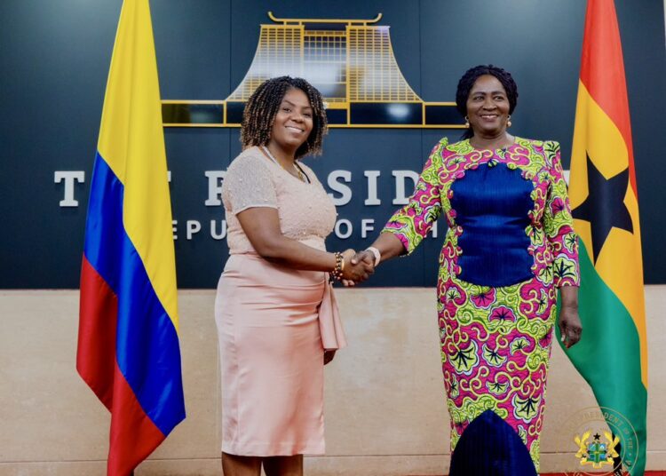 Ghana Hosts Colombia’s Vice President as Both Nations Expand Strategic Ties 1 Ghana’s Vice President, Her Excellency Professor Jane Naana Opoku-Agyemang(R), welcomIing her Colombian counterpart, Her Excellency Francia Elena Márquez Mina (L), to Accra