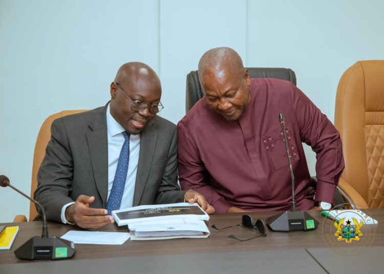 Ghana's Economy Stabilising, but Youth Demand Jobs 1 President John Dramani Mahama (R) and Finance Minister Dr Cassiel Ato Forson (L)