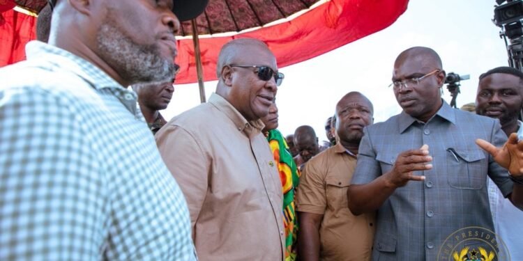 President John Dramani Mahama leading the sodcutting ceremony of the Ho Oxygen Housing Project