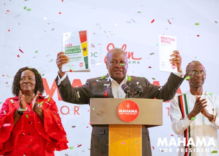 Mahama Unveils Bold 120-Day Action Plan for NDC Government 1 HE John Dramani Mahama at the launch of NDC 2024 Manifesto