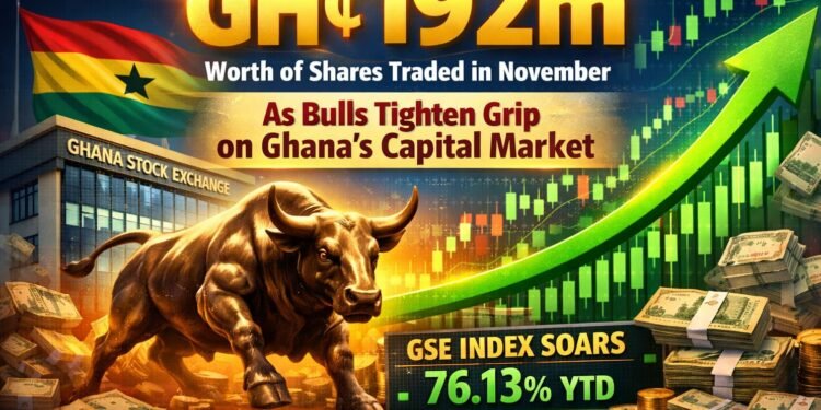 GH¢192m Worth of Shares Traded in November As Bulls Tighten Grip on Ghana’s Capital Market