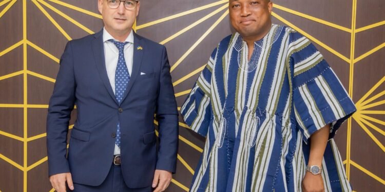 Hon. Samuel Okudzeto Ablakwa, Minister of Foreign Affairs and Regional Integration, With the Acting Ambassador of Ukraine to Ghana, Ivan Lukachuk
