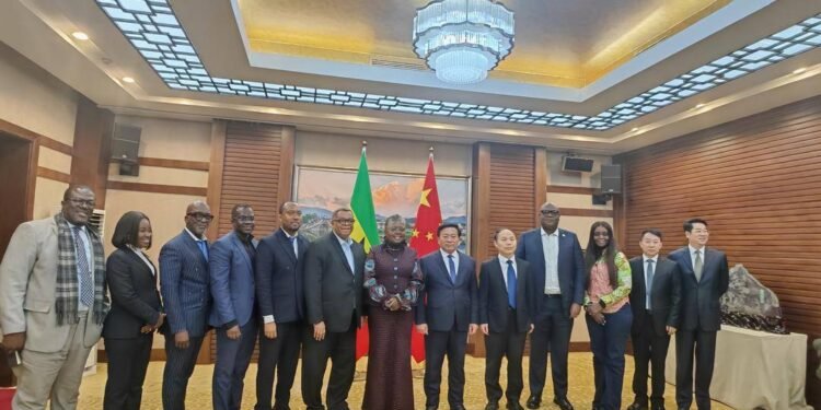Hon. Emelia Arthur, Minister for Fisheries and Aquaculture Development, with China’s Minister of Agriculture and Rural Affairs, Han Jun, and Representatives