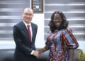 Hon. Elizabeth Ofosu-Adjare, Minister for Trade, Agribusiness and Industry, with Outgoing Chinese Ambassador, H.E. Tong Defa