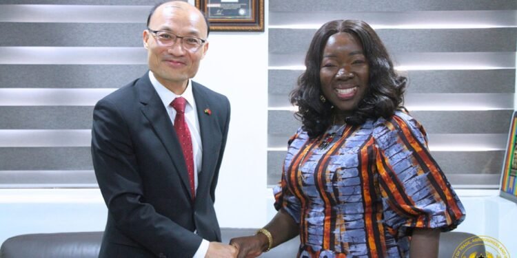 Hon. Elizabeth Ofosu-Adjare, Minister for Trade, Agribusiness and Industry, with Outgoing Chinese Ambassador, H.E. Tong Defa