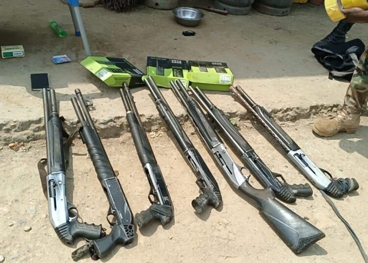 NAIMOS Raids Galamsey Sites in Western Region 1 Seized Guns from Galamsey Raid