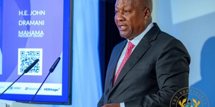 HE John Dramani Mahama, President of Ghana speaking at the Davos Convening