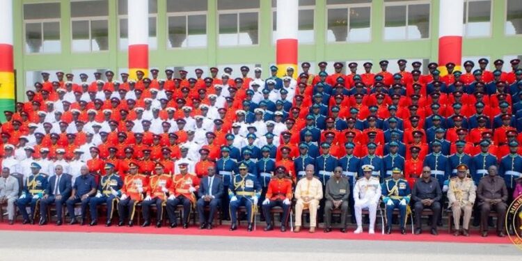 Mahama Commissions 263 Officer Cadets into Ghana Armed Forces 1 President of Ghana and Command-in-chief HE John Dramani Mahama, in a picture with the commissioned 263 officer cadets into the Ghana Armed Forces