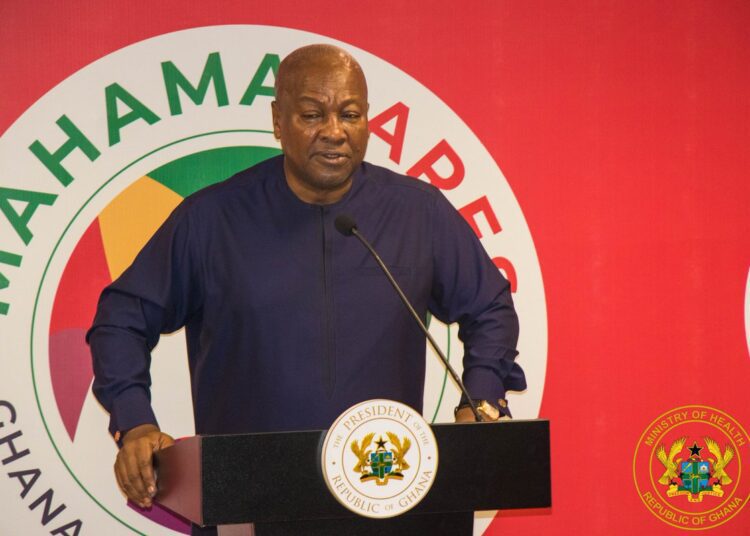 HE John Dramani Mahama, President of Ghana speaking at the launch of the Ghana Medical Trust Fund (MahamaCares)