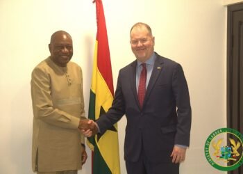 Ghana's Minister of Labour, Jobs and Employment, Dr. Abdul Rashid Hassan Pelpuo and U.S. Chargé d’Affaires, Mr. Rolf A. Olson