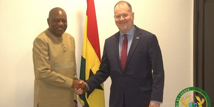 Ghana's Minister of Labour, Jobs and Employment, Dr. Abdul Rashid Hassan Pelpuo and U.S. Chargé d’Affaires, Mr. Rolf A. Olson