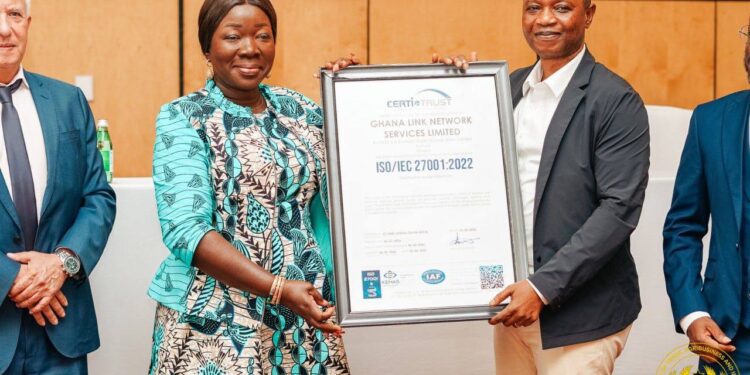Ghana Link Attains ISO Certification, Strengthens Trade Architecture 1 Hon. Elizabeth Ofosu-Adjare, Minister for Trade, Agribusiness and Industry Hails ISO certification of Ghana Link Network Services Ltd