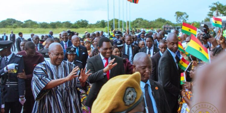 Mahama Sells Reset Agenda to Ghanaians in Zambia 1 Ghana's President HE John Dramani Mahama being welcomed the Ghanaian community in Zambia