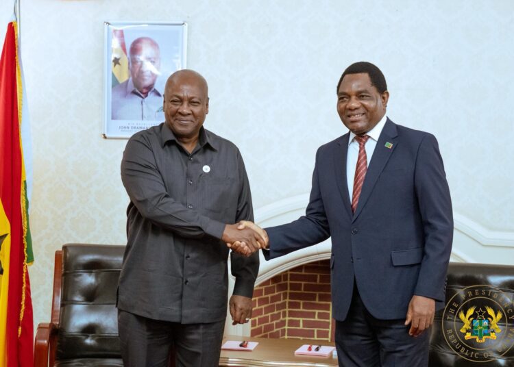 Mahama Seeks Deeper Ghana-Zambia Partnership During State Visit 1 HE John Dramani Mahama, President of Ghana with Zambia’s President Hakainde Hichilema during three-day state visit