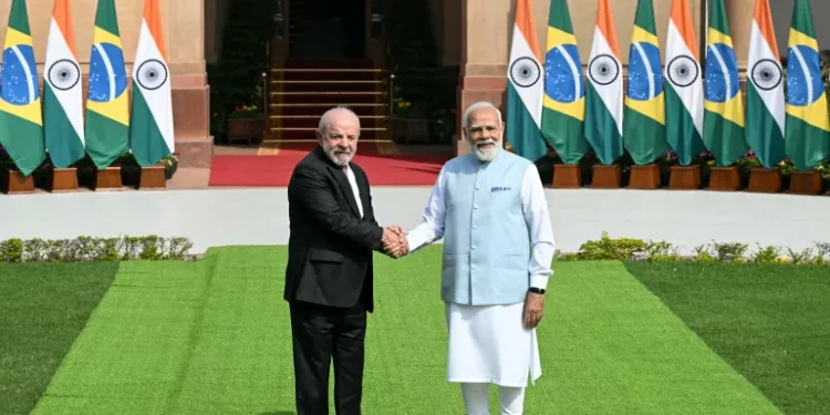 Brazil, India Seal Critical Minerals Pact 1 ndia’s Prime Minister Narendra Modi shakes hands with Brazil’s President Luiz Inacio Lula da Silva.