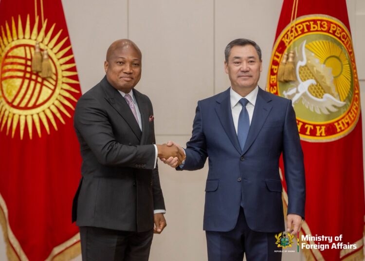 Ghana, Kyrgyzstan Sign Two Landmark Agreements to Boost Diplomatic Partnership 1 Foreign Affairs Minister Hon Samuel Okudzeto Ablakwa with Kyrgyzstan President Sadyr Japarov
