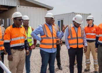 Lands Minister with his delegation at Cardinal Namdini Mining Limited (CNML)
