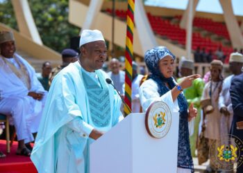 President John Dramani Mahama speaking at the 2026 Eid al-Fitr celebration at the Independence Square
