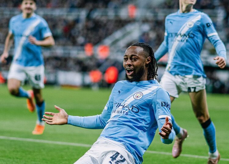 Semenyo Confident Ahead of Potential Title Decider Against Arsenal 1 Semenyo celebrate with a knee slide after scoring in the EFL Cup against Newcastle United at the St. James' Park