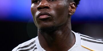 Aurelien Tchouaméni in action for Real Madrid in the Uefa Champions League