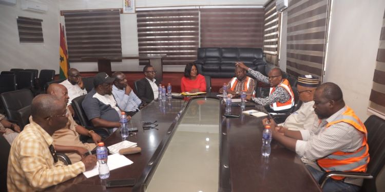 AGI Confronts Tema West MCE Over Industrial Road Collapse 1 AGI Delegation with Tema West Municipal Chief Executive (MCE), Ludwig Teye Totimeh, over Deterioration of Tema West Industrial Enclave