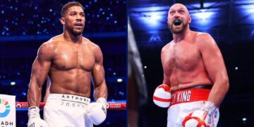 A split image of Anthony Joshua (left) and Tyson Fury (right)