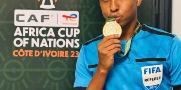 Somalian referee, Omar Abdulkadir Artan, with his 2025 AFCON medal