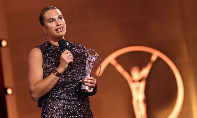 Sabalenka, Alcaraz Crowned World’s Best at 2026 Laureus Awards 1 Aryna Sabalenka gives acceptance speech after winning the Laureus World Sportswoman of the Year award on stage during the Laureus World Sports Awards Madrid 2026 on April 20, 2026 in Madrid, Spain. (Photo by Pablo Cuadra/Getty Images for Laureus)