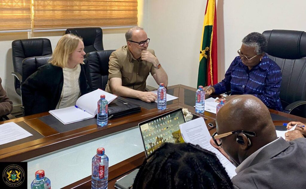 Ghana, Norway Launch "Ocean for Development" Framework to Power Aquaculture 2 Hon. Emelia Arthur Minister for Fisheries and Aquaculture Development with Ambassador Dr. John Mikal Kvistad and Norwegian Delegation 2