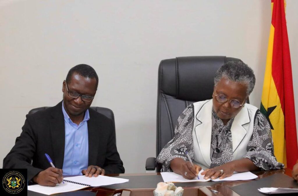 Hon. Emelia Arthur Minister for Fisheries and Aquaculture Development with Ebrima Saidy CEO of Blue Ventures Conservation