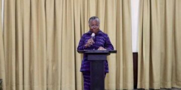 Hon. Emelia Arthur, Minister for Fisheries and Aquaculture at the Blue Economy Policy Stakeholder Validation Workshop
