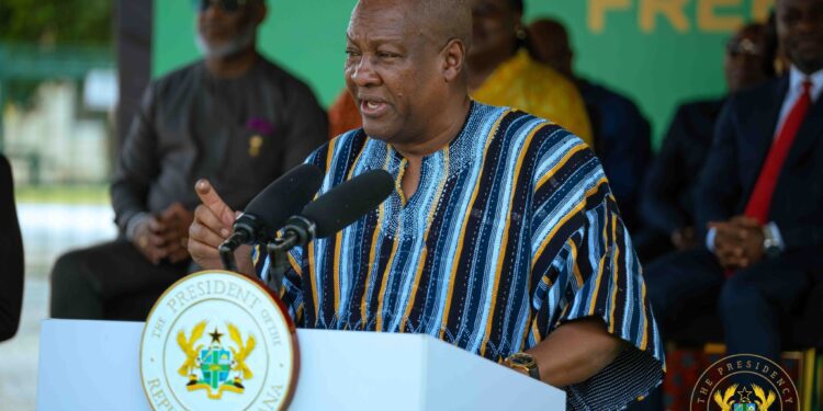 President of Ghana, HE John Dramani Mahama, speaking at the launch of the Free Primary Healthcare Policy