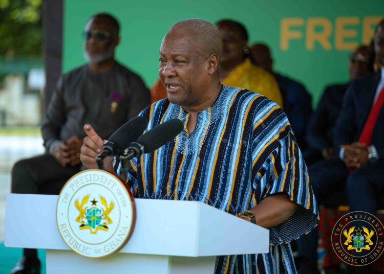 President of Ghana, HE John Dramani Mahama, speaking at the launch of the Free Primary Healthcare Policy