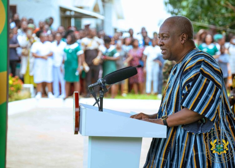 President of Ghana, HE John Dramani Mahama, speaking at the launch of the Free Primary Healthcare Policy